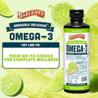 Barlean's Omega 3 Fish Oil Liquid Supplement for Men and Women, 1500mg of EPA and DHA Fatty Acid, Promotes Brain & Heart Health - Non-GMO, Key Lime Pie, 16 oz