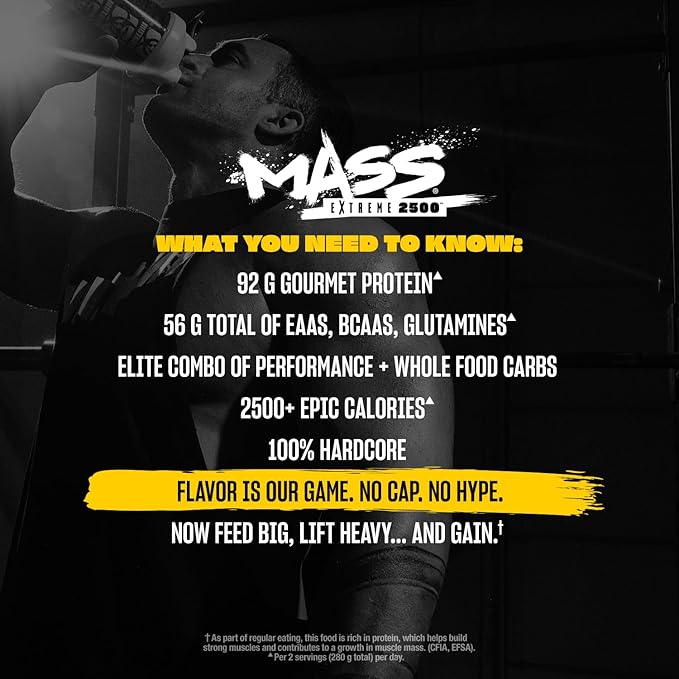 Mutant Mass Extreme 2500 - High Calorie Mass Gainer Whey Protein Powder with Creatine & Amino Acids - Muscle Building & Weight Gain for Hard Gainers - Triple Chocolate 12 lbs