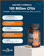 100 Billion Probiotics for Men and Women 27 Strains 5 Organic Prebiotics for Gut Digestive & Immune Health, Supports Diarrhea Gas Bloating, Non-GMO, Zero Fillers – Made in USA丨120 Caps