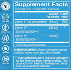 The Vitamin Shoppe Vitamin K Complex - Complete K1 K2 Formula | Bone & Cardiovascular Health | 180 Vegetable Capsules | Full Spectrum