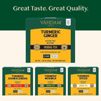 VAHDAM Organic Turmeric Ginger Herbal Tea Bags (100 Pyramid Tea Bags) Caffeine Free, Non GMO | 100% Pure Herbal Blend - Savory & Spicy, Plant-Based Teabags | Resealable Ziplock Pouch
