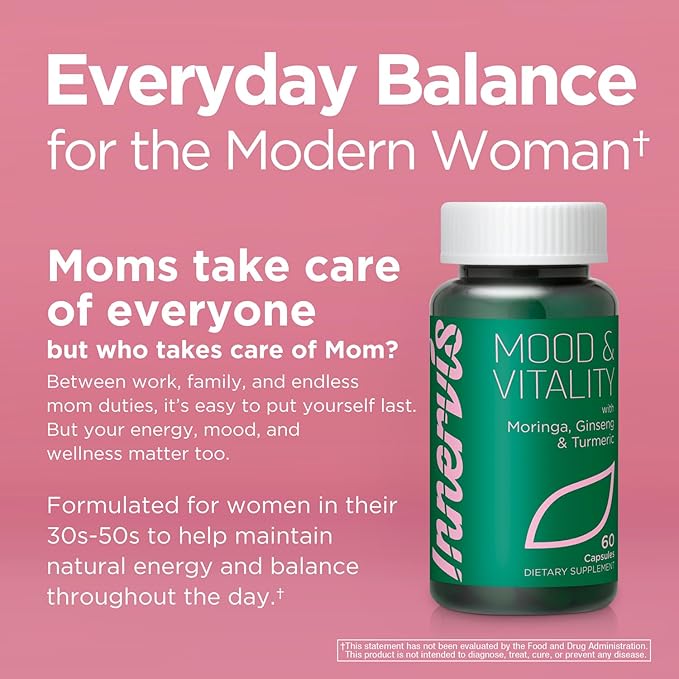 Mood & Vitality Supplement for Women – Energy, Focus & Balance | with Moringa, Korean Ginseng, Garlic, L-Arginine, L-Citrulline, Zinc & Vitamin B3 | 60 Capsules