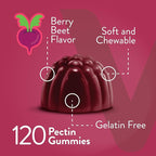 Viteey Beet Root Gummies 4000mg [from 80mg of 50:1 Extract] with Tart Cherry - for Healthy Blood Pressure Support - Vegan, Gelatin Free, Gluten Free-Tasty Chewable Berry Beet Flavored Gummy-120 Count