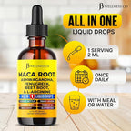 Organic Maca Root Liquid Drops with Ashwagandha, Nettle, Fenugreek, Beet Root and L-Arginine Liquid Multivitamin for Women and Men - 6oz
