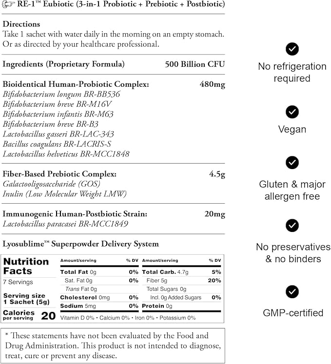 Probiotic Powder for Adults - 500 Billion CFU, 4.5g Fiber, 3-in-1 High Potency Probiotics with Digestive Prebiotics & Postbiotics for Gut Reset, Bloat Relief & More, Vegan, Made in Japan (7 Sachets)