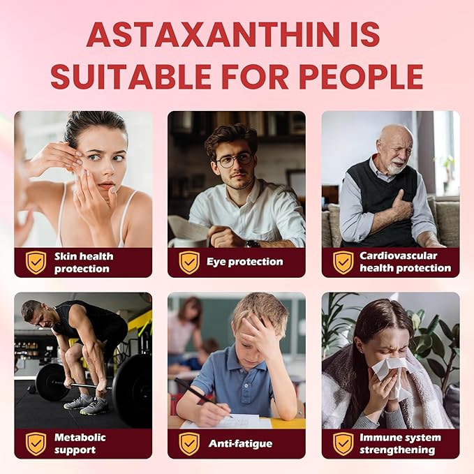 Astaxanthin 12mg, Premium Astaxanthin Antioxidant Supplements, Supports Eye, Skin, Immune, Internal Circulation, Fresh Microalgae Source, Triple Strength, Non-GMO, 4 Month Supply, 120 Softgels