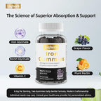 8mg Iron Supplement Gummies for Women & Men, with Boron & Vitamin C, Energy & Immune System Supports, Cognitive & Bone Health, Delicious Grape Flavor, Vegan, Non-GMO, Gluten Free, 60
