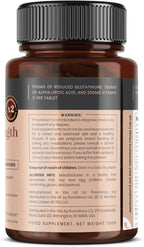 Glutathione 1000mg x 240 Tablets (4 Bottles of 60)- w/500mg Glutathione, 300mg ALA, and 200mg VIT C per Tablet