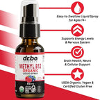 Vitamin B12 Liquid Spray Drops - Organic Liquid B12 Vitamins for Women, Men, Kids & Energy, Vegan Sublingual Methyl B 12 Spray Supplement - Organic Pure Methylcobalamin Vit B 12 Drops Vitamins 1 Fl Oz