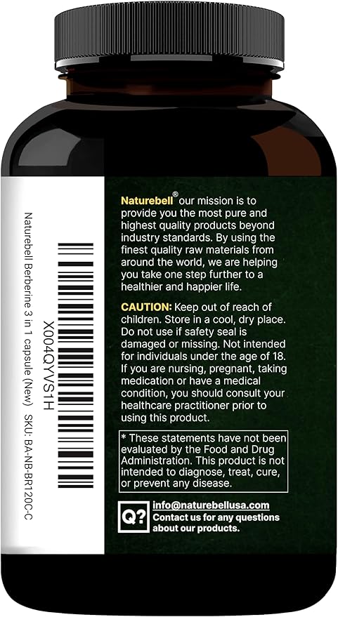 NatureBell Berberine Supplement 1,500mg with Ceylon Cinnamon & Turmeric Root, 480 Veggie Capsules (2 Pack) | 97% Pure Berberine HCL | Supports Balanced Sugar Levels & Heart Health | Vegan, Non-GMO