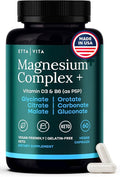 Magnesium Glycinate Complex for Women & Men - 500mg (7-in-1) with D3 & B6, Glycinate, Citrate, Malate, Taurate, Gluconate, Carbonate, & Orotate - Supports Sleep and Muscle Health [Oxide-Free] 60ct