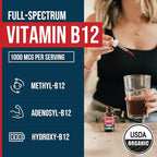 BioActive Vitamin B12 1000 mcg | Contains 3 BioActive Forms B12 Plus Methylfolate Cofactor - Methyl B12, Adenosyl B12 & Hydroxy B12 | Sublingual Form, Cherry Flavor, Organic, Vegan (180 Servings)