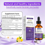 Magnesium L-Threonate Liquid Drops 1500mg High Absorption Brain Supplement for Memory Focus Sleep Sugar Free Vegan 2.04 Fl Oz,GMP Certification Applies to Both Kids and Adults.