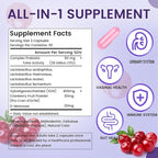 UniVitaSion Vaginal Probiotics for Women pH Balance, Lactobacillus Prebiotic Complex, Cranberry Extract, D-Mannose for Protect Vaginal Health Flora, Vaginal Odor Control - 30 Billion CFU, 60 Capsules
