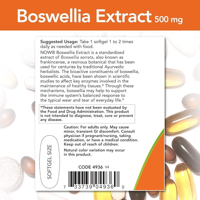NOW Foods Boswellia Extract 500 mg Softgels, 90 Count x 2