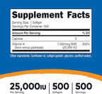 Nutricost Vitamin A 25000 IU, 500 Softgels, Non-GMO, Gluten Free