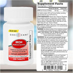 GeriCare Ferrous Sulfate Tablets 325mg, Elemental Iron 65 mg High Potency Iron Supplement | Dietary Supplement 200 Count. (Pack of 1)