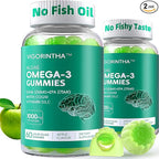 Vegan Omega-3 Algae Oil Supplement with DHA 300mg & EPA 150mg, Plant-Based Omega-3 with Vitamin D3 & K2, Fish-Free Algal Oil Softgels for Men & Women, 2 Pack, 120 Softgels, 60 Day Supply