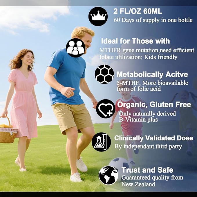 Methylfolate 15mg with Methyl B12 Liquid Drops | Active 5-MTHF Folate & B Complex Vitamins (B2 Riboflavin & B6) | Lemon Flavor Sublingual丨MTHFR Support Supplement for Methylation Mood & Energy–2 fl oz