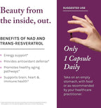Reserveage NAD Resveratrol Plus+ - Antioxidant Support for Brain Health, Heart Health, Cellular Energy & More - 30 Veggie Capsules (30 Servings)