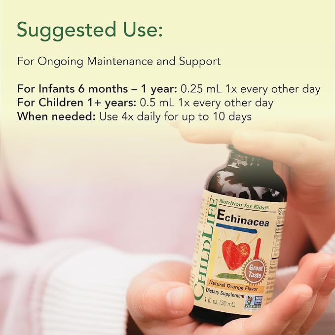 CHILDLIFE ESSENTIALS Echinacea for Kids - Kids Echinacea Drops, Liquid Tincture, Alcohol Free Supplement for Babies, Toddlers, Children - Natural Orange, 1 Fl Oz (Pack of 1)