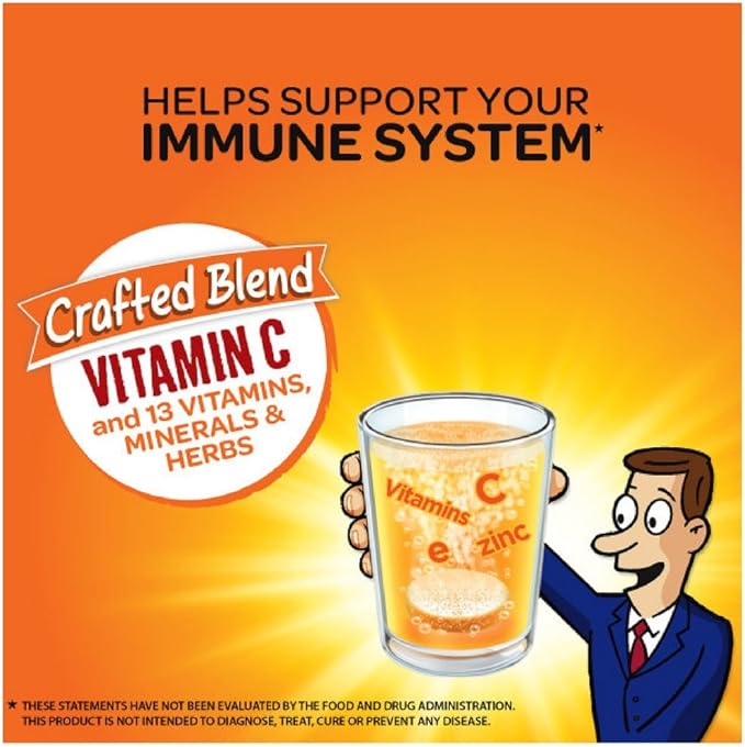 Airborne Zesty Orange Effervescent Tablets, 10 count - 1000mg of Vitamin C - Immune Support Supplement (Pack of 6)