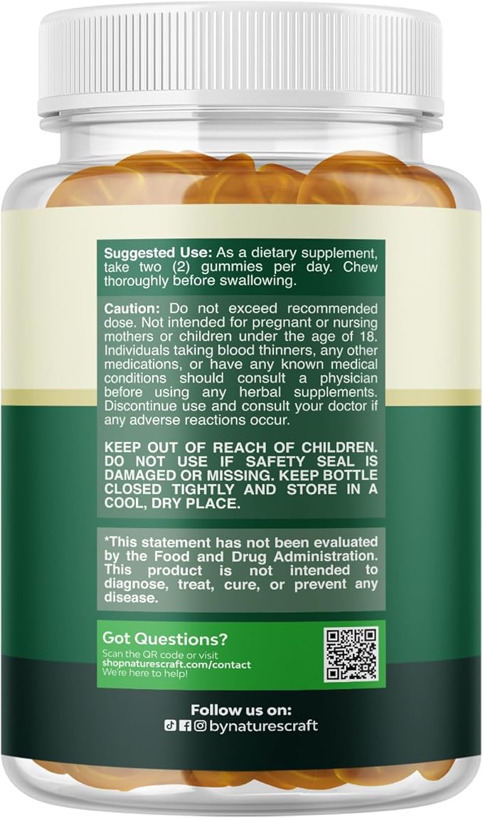 Natures Craft Cleansing Herbal Liver Detox Gummies Liver Support Milk Thistle Gummies with Artichoke Extract Turmeric Curcumin and L-Carnitine - Vegan and Non-GMO - Sweet Lemon (30 Servings)