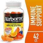 Airborne 750mg Vitamin C Gummies for Adults, Immune Support Supplement with Powerful Antioxidants Vitamins C & E - 42 Gummies, Zesty Orange Flavor (2 Pack)
