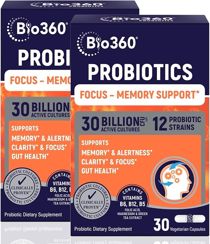 Bio360 Cognitive Support, 30 Vegan Supplements (60 Count (Pack of 2))