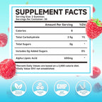 2 Pack Alpha Lipoic Acid Gummies 600mg - ALA Supplement for Antioxidant Support, Vegan, Sugar-Free, Raspberry Flavor, 120 Count