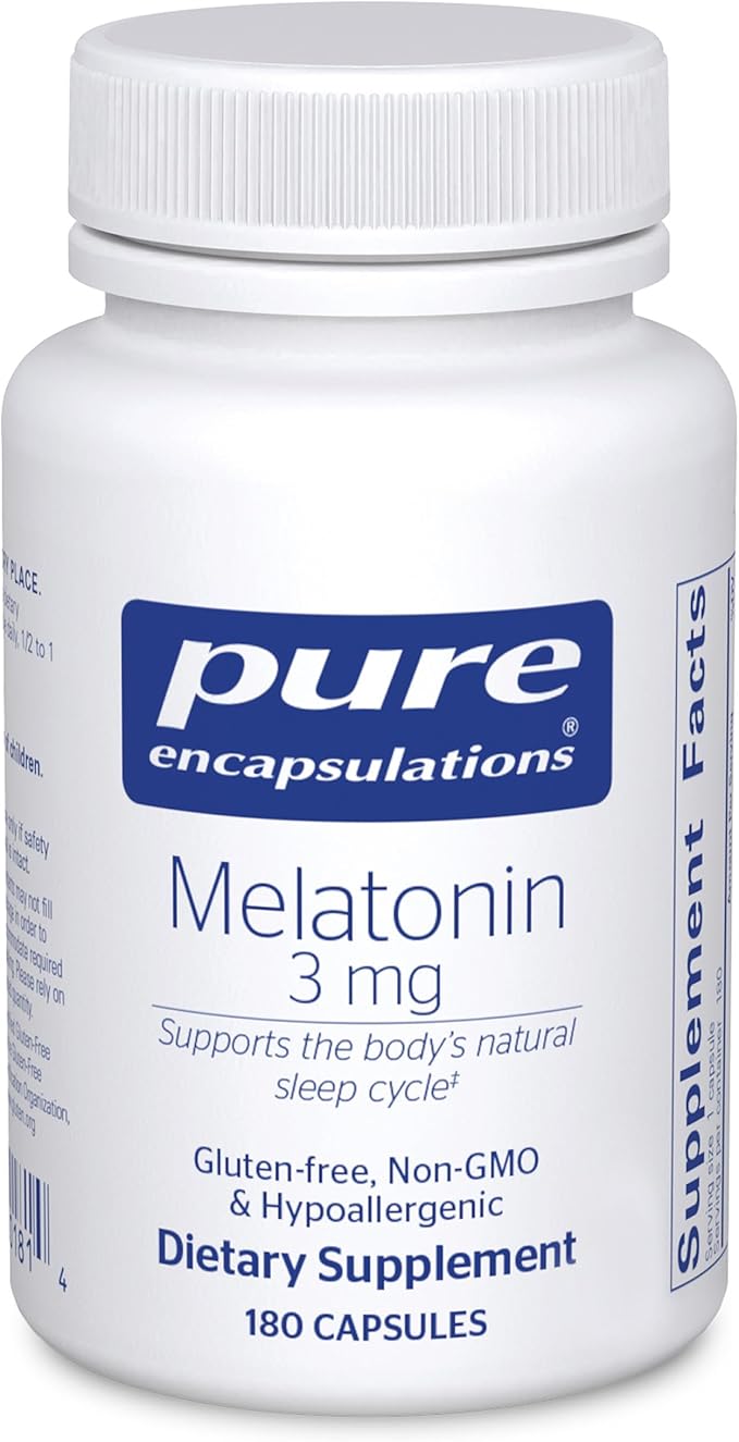 Pure Encapsulations Melatonin 3 mg - Antioxidant Supplement to Support Natural Sleeping & Relief of Occasional Sleeplessness - for Natural Sleep Support* - 180 Capsules