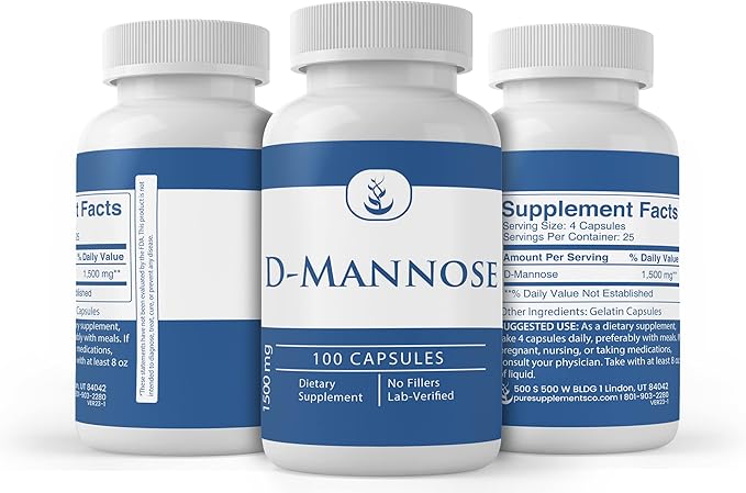PURE ORIGINAL INGREDIENTS Sodium Bicarbonate, D-Mannose, & Potassium Bicarbonate Bundle (100 Capsules Each), No Additives or Fillers, Lab Verified