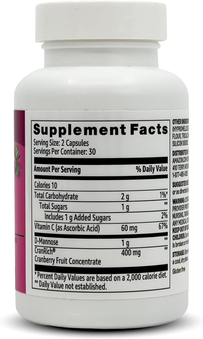 Amazon Basics Cranberry Extract Vegetarian Capsules, 400mg 60 Count
