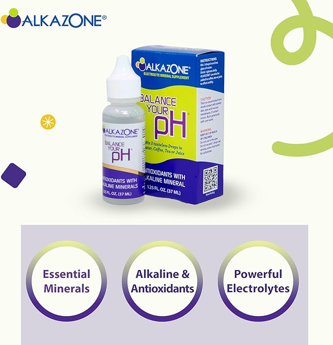 Alkazone Balance Your pH, Antioxidants Alkaline Mineral Drops, Single 1.25 Oz Pack, Portable, Yields 10 Gallons of alkaline, antioxidant Water, Unflavored, pH Balance, Hydration