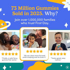 FIRST DAY Kids Focus & Brain Supplement Gummies Ages 4+ | Attention & Calm Support with Cognizin® Citicoline & Phosphatidylserine | Organic, Vegan | 30-Day Supply