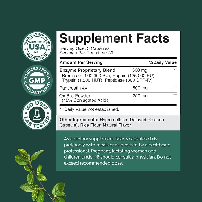 Bundle of Digestive Enzymes with Ox Bile Supplements for No Gallbladder for Pancrease Cleanse & Detox and High Absorption Magnesium Sleep Supplement Magtein Magnesium L-Threonate and Apigenin Theanine