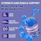 Creatine Monohydrate Gummies for Men & Women – 7200mg High Potency Strength, Muscle Growth & Energy Support Chews – Vegan, Sugar-Free, Non-GMO Workout Supplement for Gym Performance, Recovery