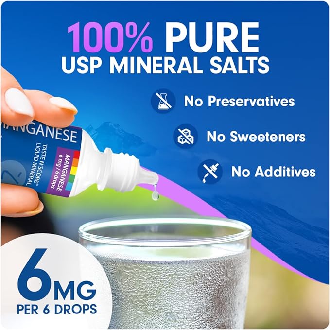 Taste N' Score Manganese Liquid Ionic Mineral Supplement; 100% Pure; 6 mg; 118 Servings