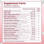 Herbal Uric Acid Support Formula - Kidney & Uric Acid Cleanse & Detox with Chanca Piedra Tart Cherry Celery Seed Bromelain & Cranberry Extract - Made in a GMP Certified Facility (90 Servings)