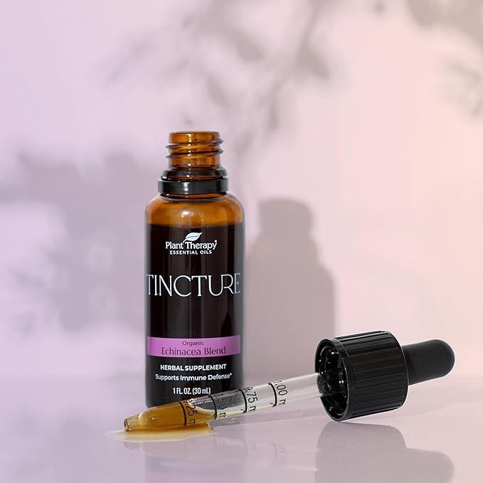 Plant Therapy Organic Echinacea 50/50 Blend Herbal Supplement Tincture 30 mL (1 oz) Supports Immune Defense, Encourages Healthy Looking Skin, Vegan, Non GMO, Gluten Free, Liquid, 1 Bottle