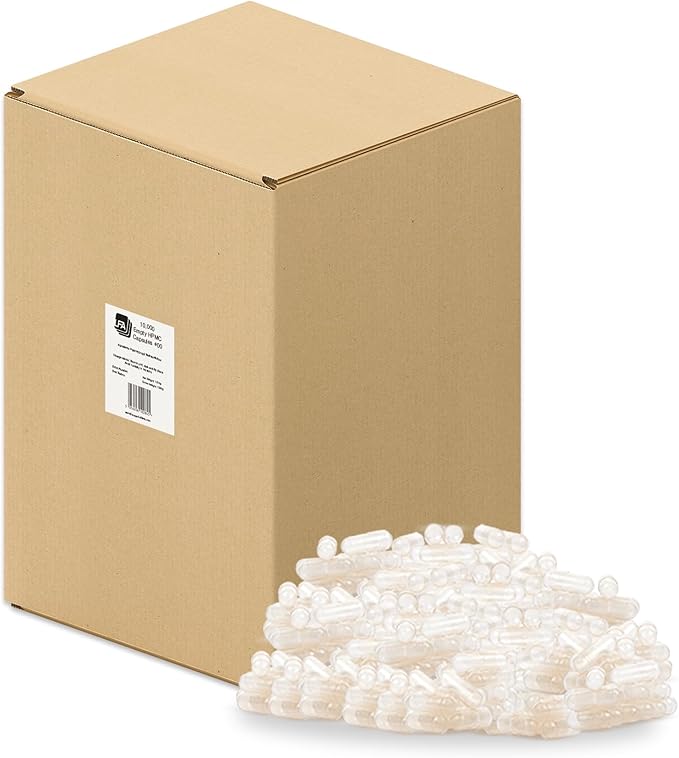 Empty 00 Capsules - Vegan HPMC - 10000 Count Box - Pill Capsules Empty Fits Capsule Filling Machine Tray - Joined Vegetarian Caps Easy Snap for DIY Powder Supplement Pills - Halal & Kosher