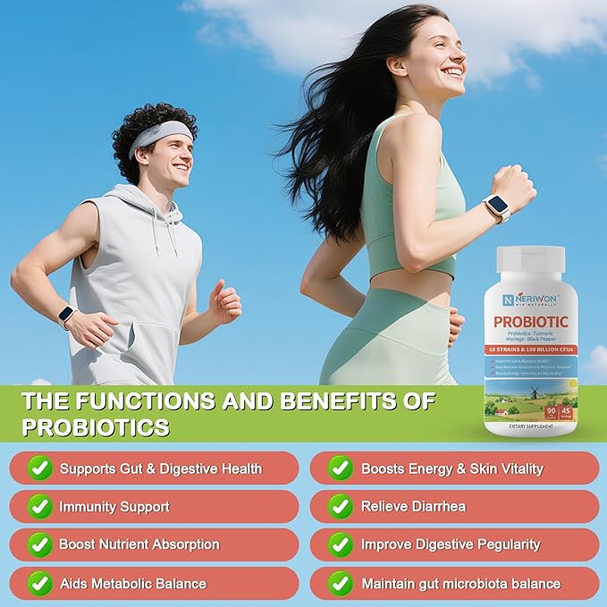 Probiotics 180 Billion CFU 18 Strains for Women & Men, Digestive Health, Gas & Bloating Relief, Immune Support, Shelf Stable, Non-GMO, Gluten Free, 90 Veggie Capsules