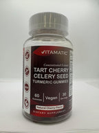 Vitamatic Tart Cherry (360 mg) with Celery Seed (30 mg) 10:1 Extract & Turmeric 20:1 Extract (10 mg) - (Per Serving/2 Gummies) - 60 Gummies (Pack of 2)