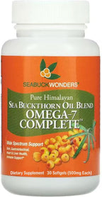SeabuckWonders Organic Sea Buckthorn Oil Omega-7 Complete, 30 Softgels, 15 Day Supply, with Omega 3, 6 & 9, Supports Hair, Skin & Nails, Overall Health & Wellness