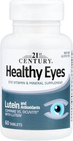 21st Century Healthy Eyes with Lutein Tablets, (60 Count), Eye Vitamins & Mineral Supplement with Antioxidants for Vision Support, Eye Health Supplements for Adults & Seniors, Non GMO & Gluten Free