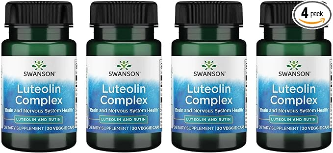 Swanson Luteolin Complex w/Rutin - Brain Support Supplement Promoting Memory, Mood & Cognitive Health - Natural Formula to Help Maintain Nervous System - (30 Veggie Capsules) 4 Pack