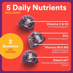 SmartyPants Kids Immunity Elderberry Gummies: Kids Immune Support Supplement, Vitamin C, Vitamin D, Vitamins B6 & B12 and Zinc, Gluten Free, Elderberry Flavor, 60 Count (30 Day Supply)