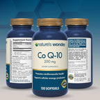 Nature's Wonder CoQ10 Supplement - CoQ10 200mg Softgels to Support Heart Health, Cardiovascular Function, and Cellular Energy Production, 120 Softgels, 120 Days Supply