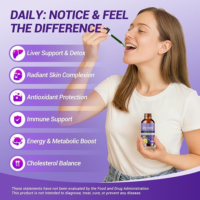 Liver Cleanse Detox & Care Liquid Drops - 24-in-1 Milk Thistle Supplement 5000mg Eq. with Artichoke, Dandelion & Chanca Piedra - Vegan Liver Support for Women & Men - Alcohol Free, 2 Fl Oz
