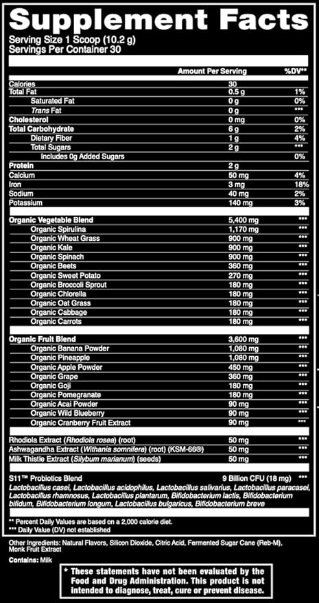 Jocko Fuel Greens Powder Bundle - Greens & Superfood Powder for Healthy Green Juice - Keto Friendly with Spirulina, Chlorella, Digestive Enzymes, & Probiotics - 60 Servings